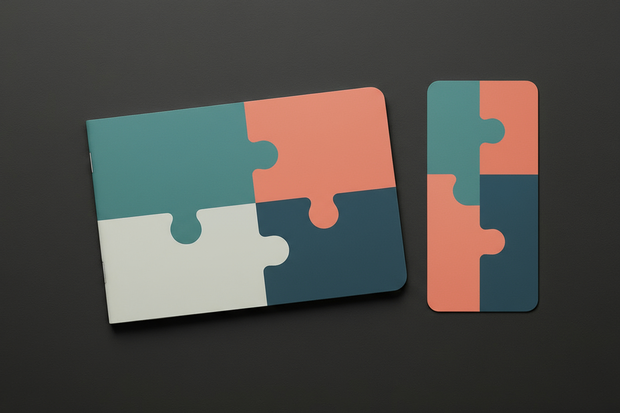 Flyer und Broschüre auf dunklem modernen Tisch