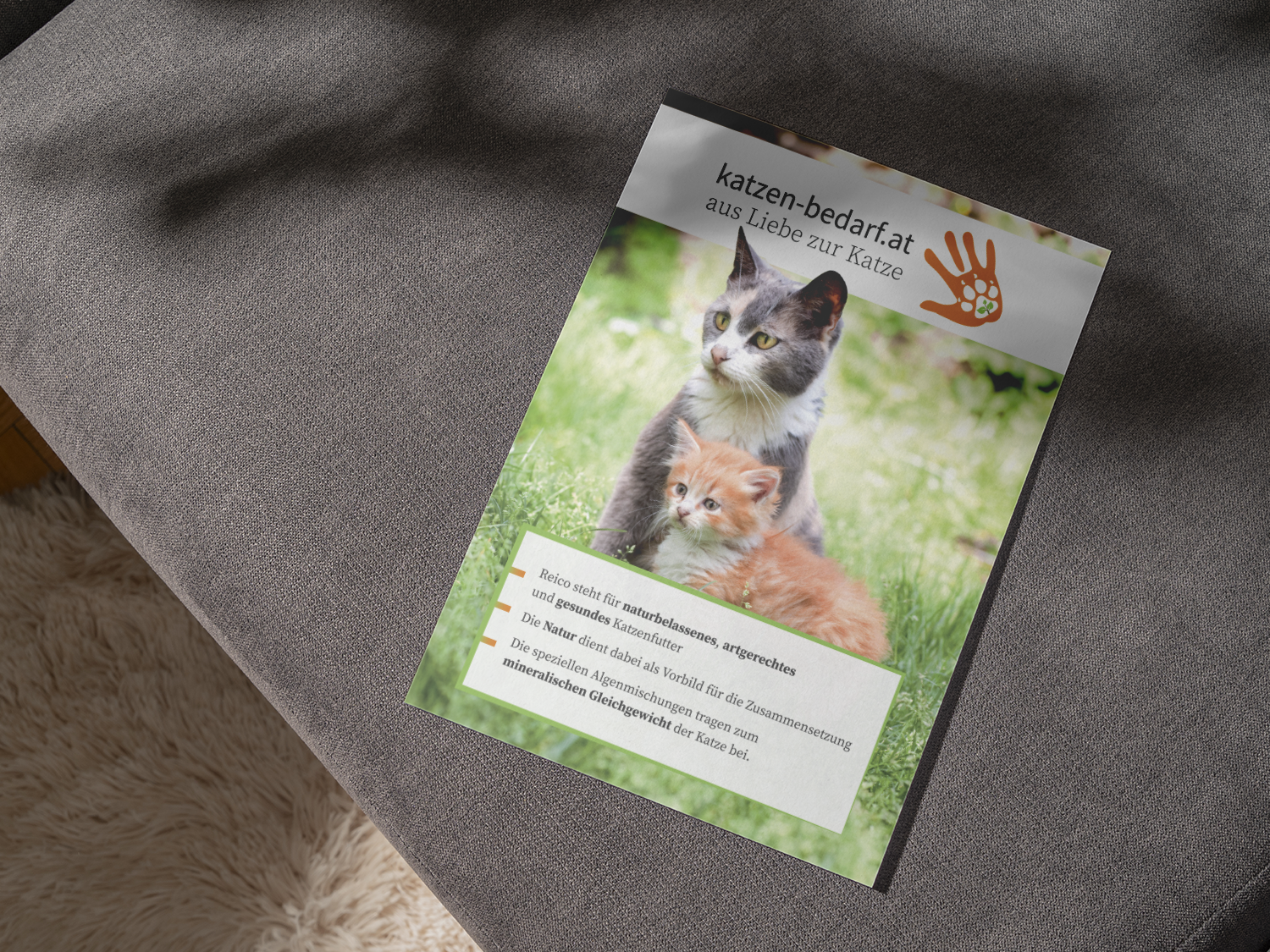 Print-Mockup: Flyer katzen-bedarf.at