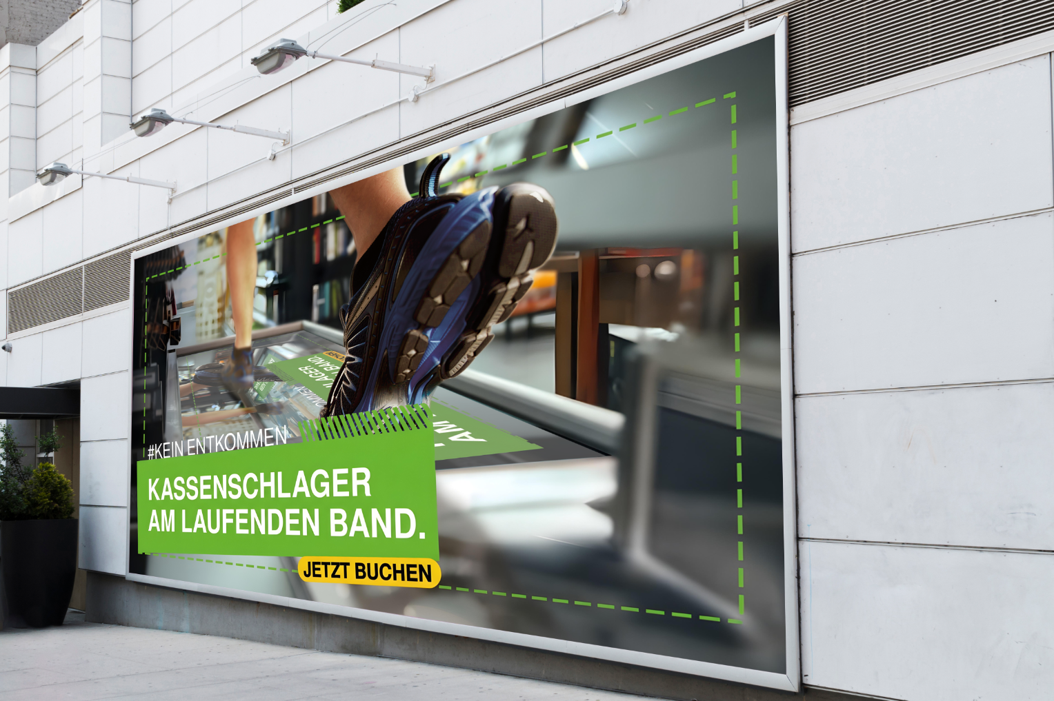 Mockup: Werbemotiv »Kassenschlager am laufenden Band« — Starfruit Studio